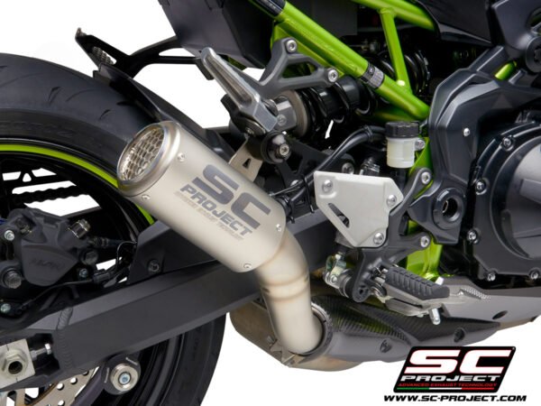 SC Project Performance Exhaust for Kawasaki Z900 BS4 (2020) CR-T Muffler, Titanium, with Titanium mesh on exit pipe, Carbon Protection INCLUDED