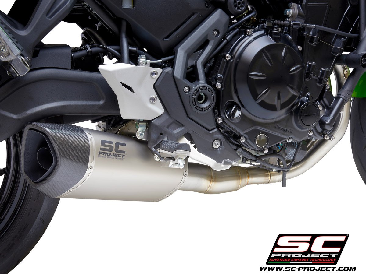 SC Project Full Exhaust System for Kawasaki Ninja 650 (2020) Full exhaust system 2-1, with SC1-R GT Muffler, titanium, with carbon fiber end cap