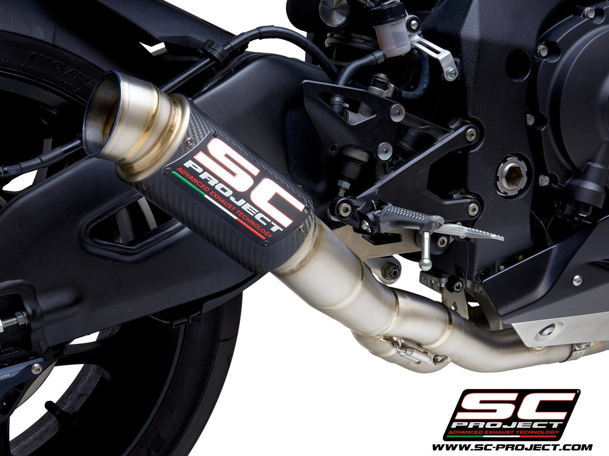 SC Project Electronic Catalytic Remover for Yamaha R1 (2015-2021) GP70-R Muffler, carbon fiber, with titanium end cap, with de-cat link pipe