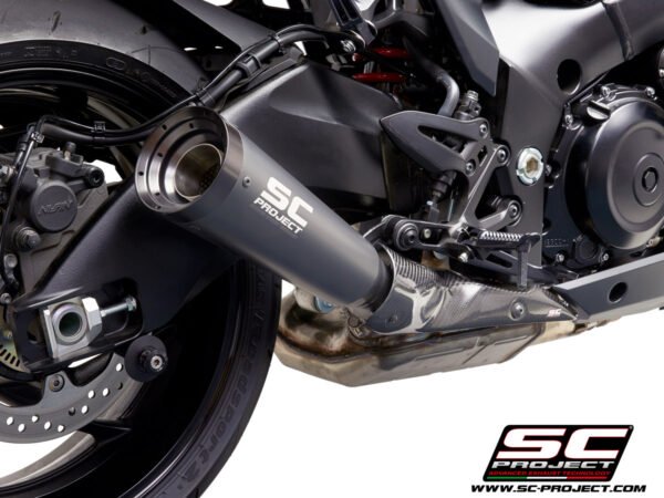 SC Project Full Exhaust System for Suzuki Katana Metal Black Muffler, Stainless Steel, with anodized full black CNC aluminum end cap