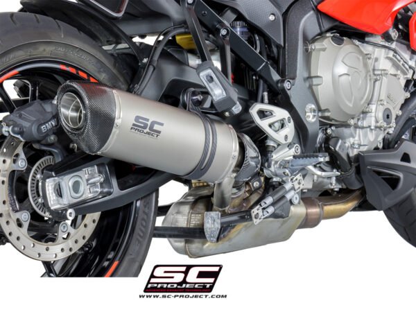SC Project Performance Exhaust for S 1000XR (2017-2019) Exhaust Oval Muffler, low position, Titanium, with Carbon fiber end cap