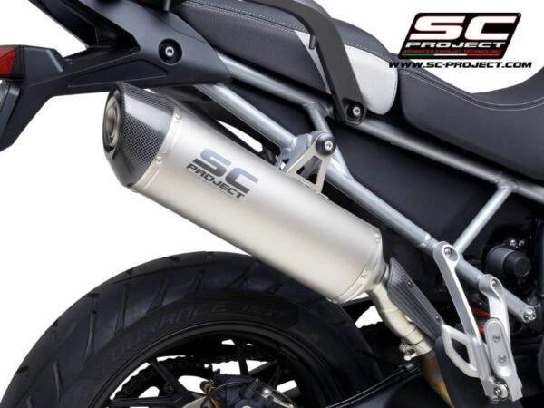 SC Project Performance Exhaust for Triumph Tiger 900 Oval Muffler, Titanium, with Carbon fiber end cap