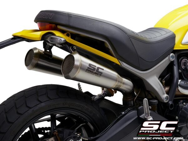 SC Project Performance Exhaust for Ducati Scrambler 1100 (2018-2019) Pair of Conic 70'S Mufflers, brushed stainless Steel