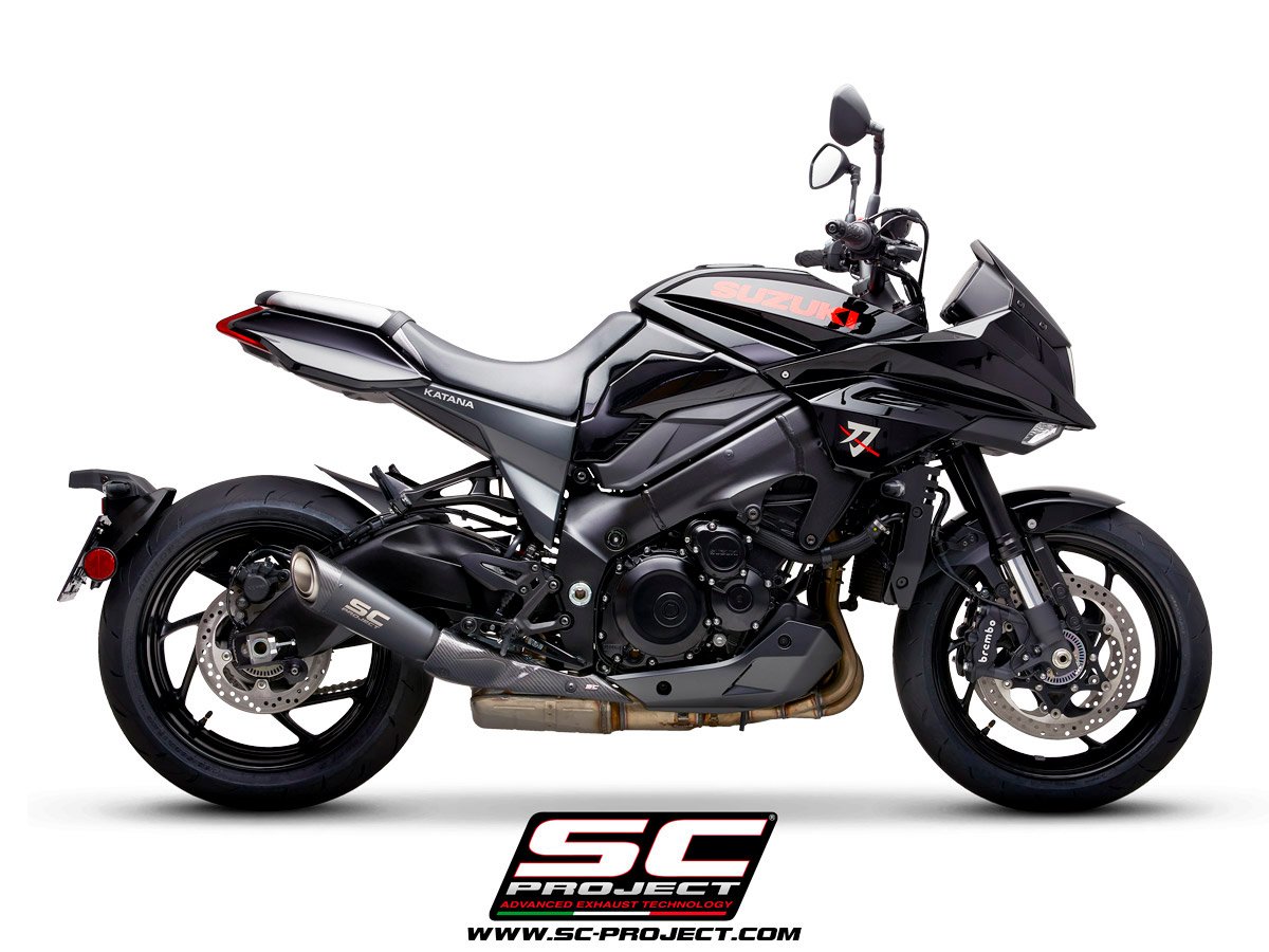 SC Project Performance Exhaust for Suzuki Katana S1 Muffler, Stainless Steel, with Carbon fiber end cap - Image 2