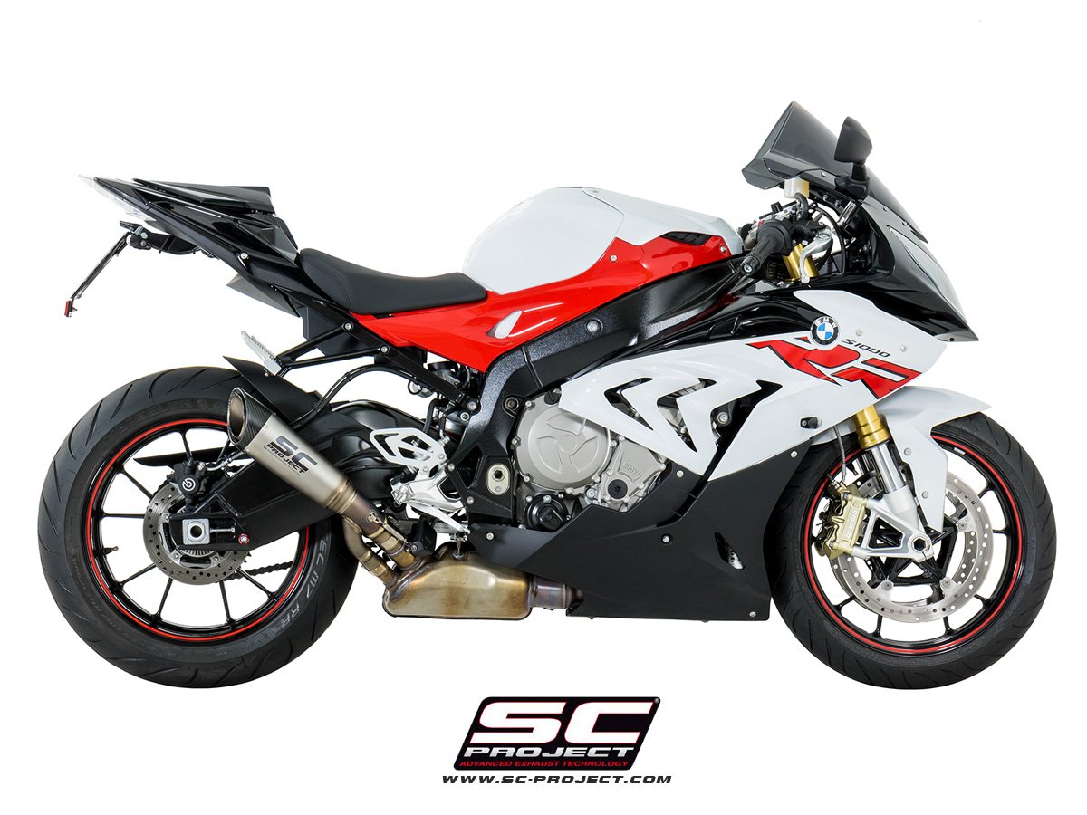 SC Project Performance Exhaust for S 1000RR (2017-2018) Exhaust S1 Muffler, Titanium, with Carbon fiber end cap - Image 2