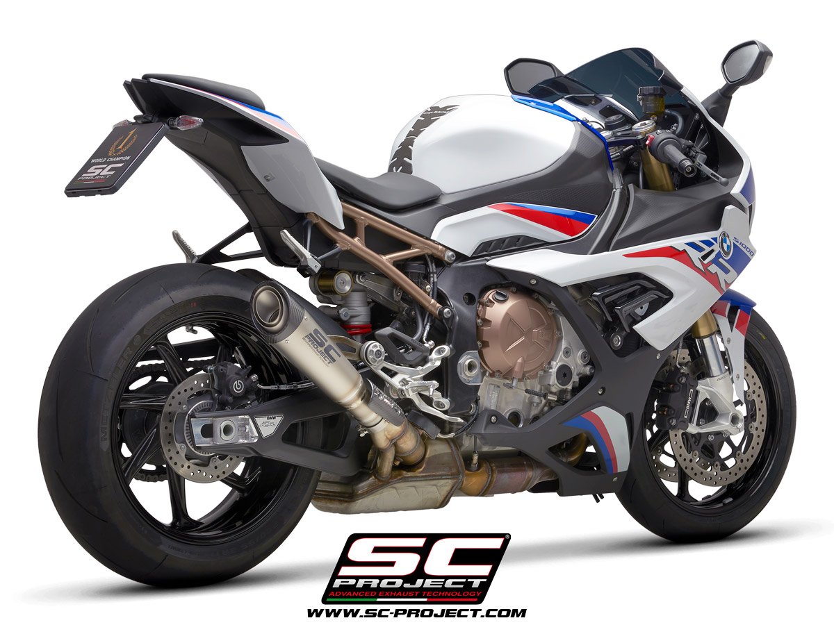 SC Project Performance Exhaust for S 1000RR (2019-2020) BS4 Exhaust S1 Muffler, Titanium, with Carbon fiber end cap - Image 3