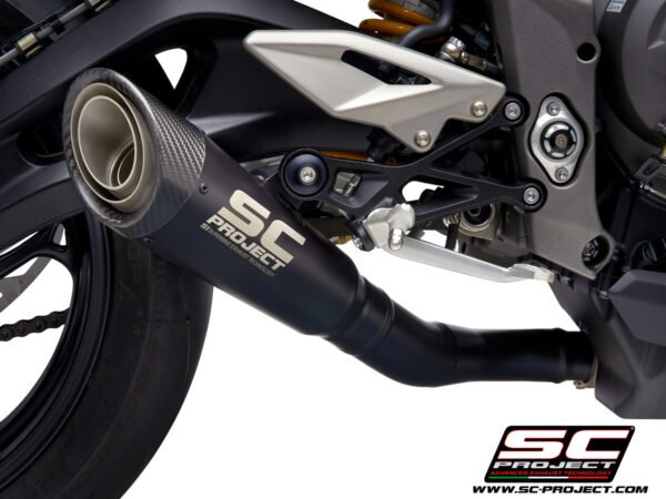 SC Project Performance Exhaust for Triumph Street Triple 765 (2017-2019) S1 Muffler, Titanium, matt black painted, with Carbon fiber end cap