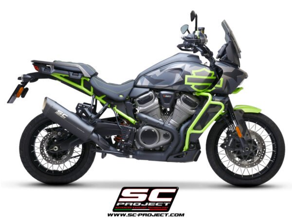 SC Project Performance Exhaust for Harley Davidson Pan America 1250 (2020-2022) SC1-R GT Muffler, matt-black ceramic painting, carbon fiber end cap, with racing link pipe