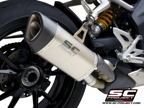 SC Project Performance Exhaust for Triumph Speed Triple 1200 RS (2021-2025) SC1-R GT Muffler, Titanium, with Carbon fiber end cap
