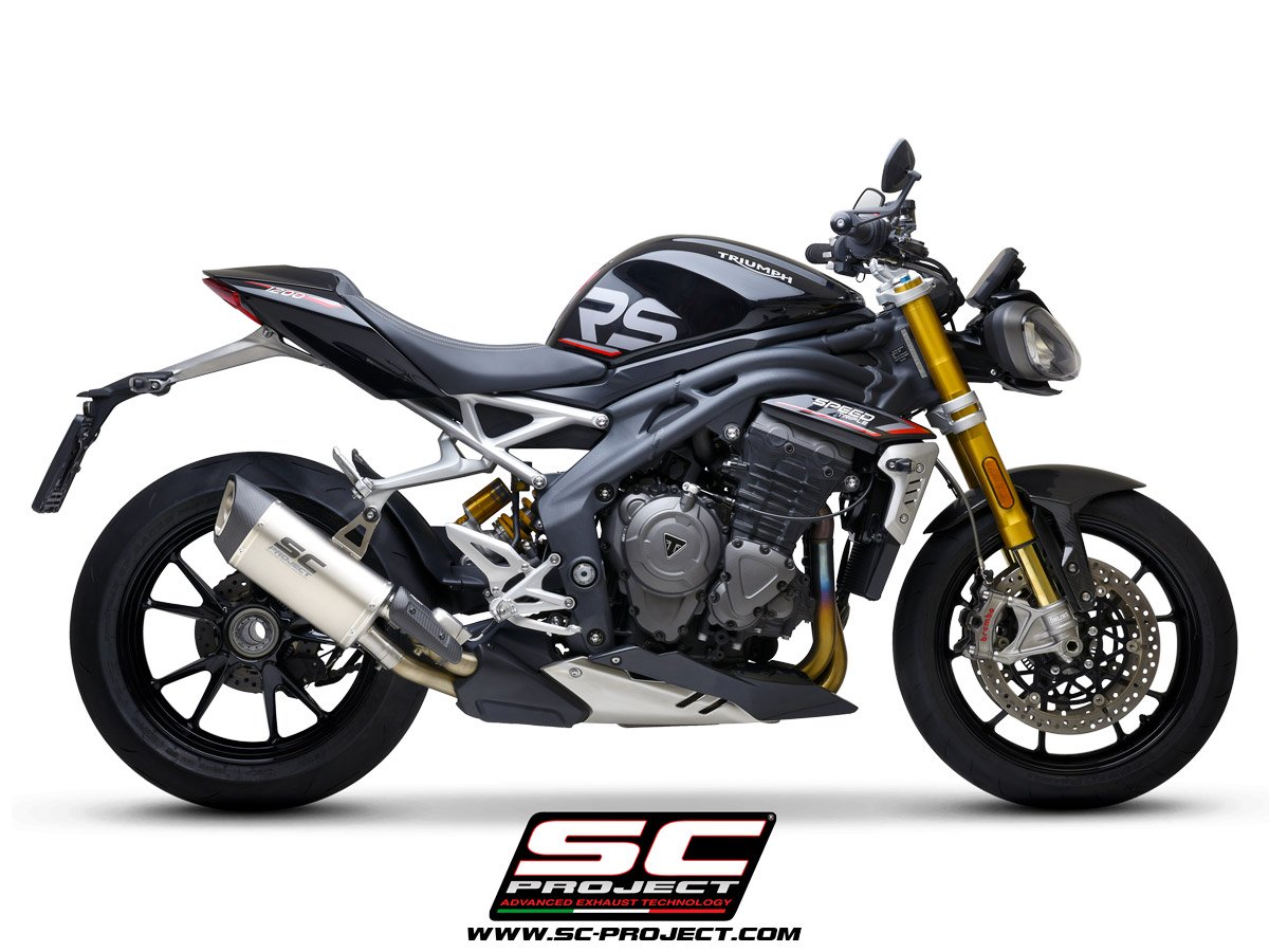 SC Project Performance Exhaust for Triumph Speed Triple 1200 RS (2021-2025) SC1-R GT Muffler, Titanium, with Carbon fiber end cap - Image 2