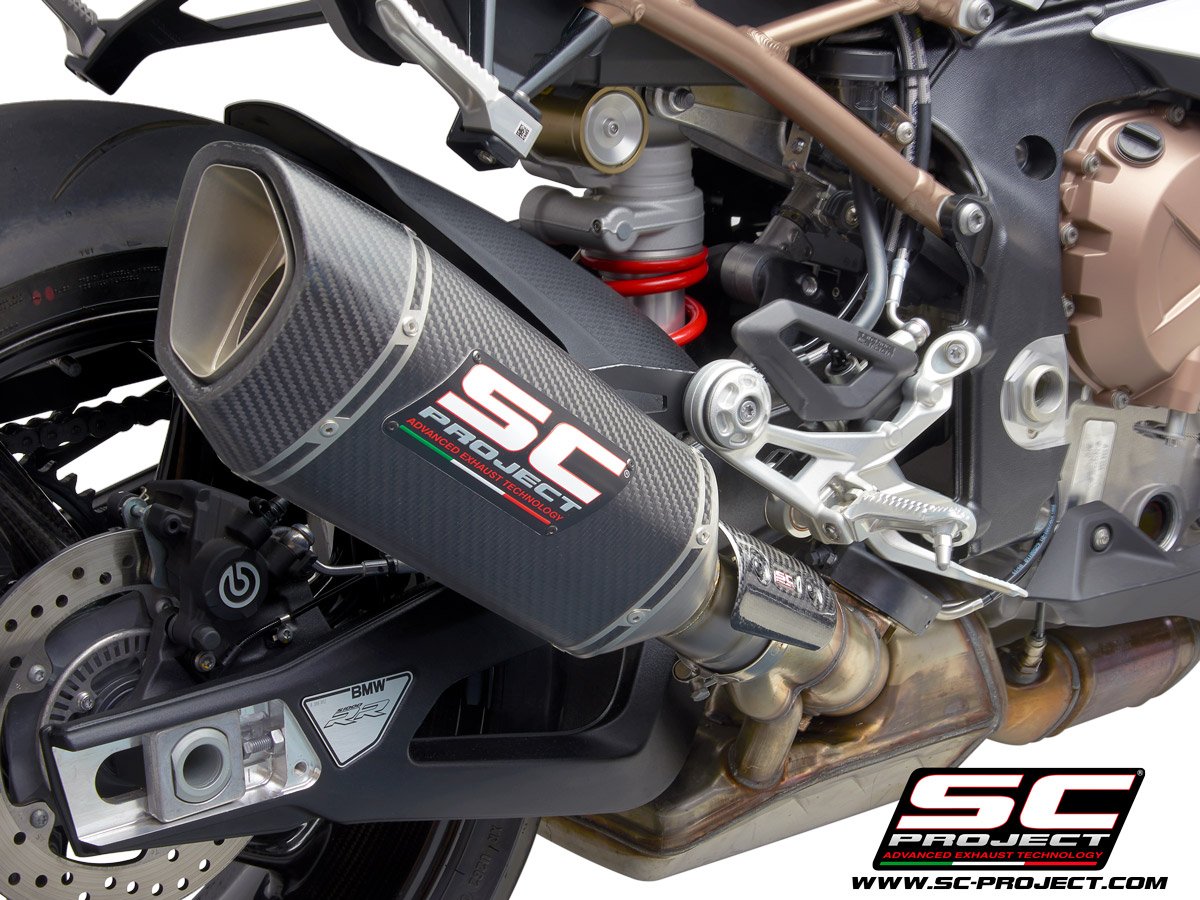 SC Project Performance Exhaust for S 1000RR (2019-2020) BS4 Exhaust SC1-R Muffler, Carbon fiber, with Carbon fiber end cap