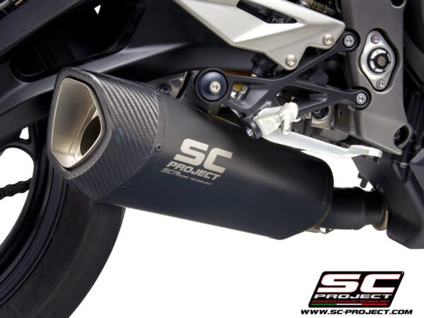 SC Project Performance Exhaust for Triumph Street Triple 765 (2020-2021) SC1-R Muffler, Titanium, matt black painted, with Carbon fiber end cap