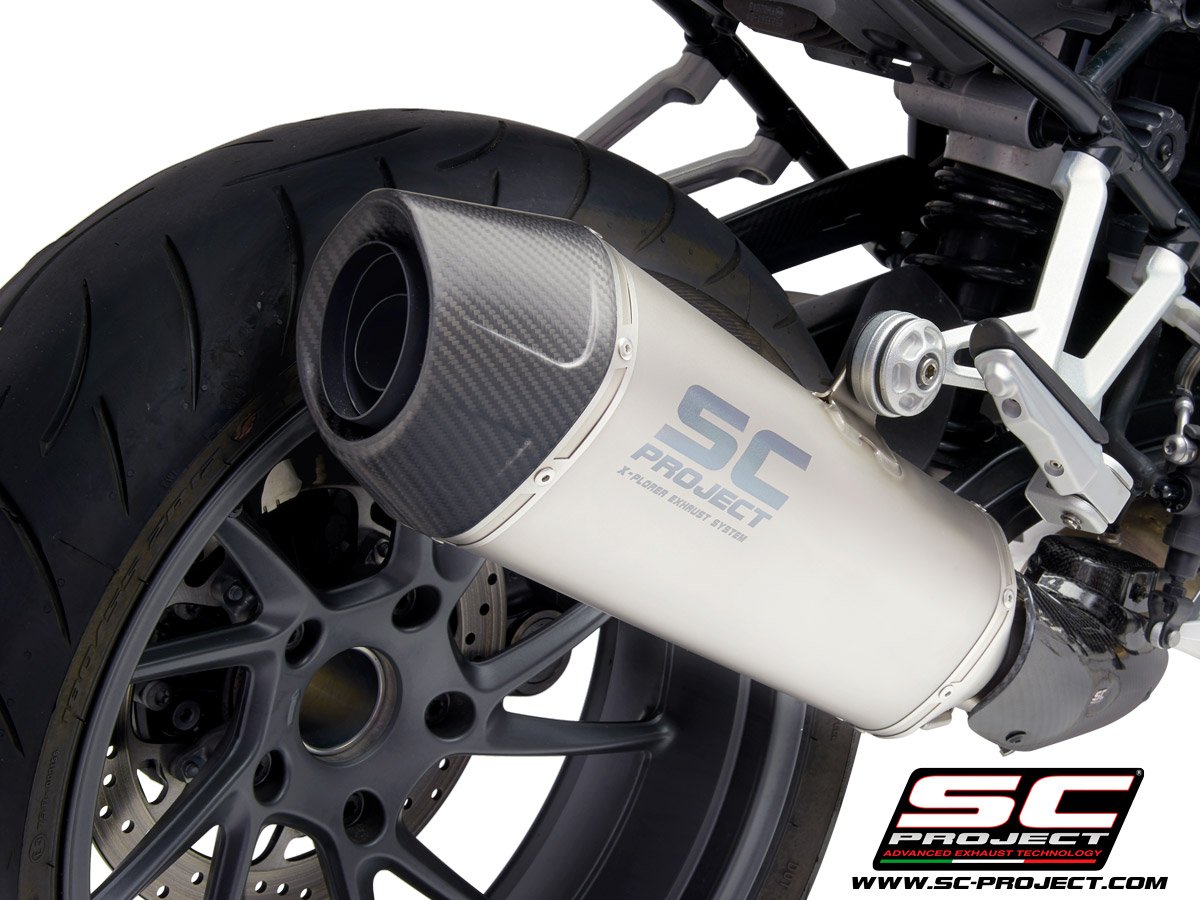 SC Project Performance Exhaust for R 1250 R/ RS (BS4) Exhaust X-Plorer II Muffler, Titanium, with Carbon fiber end cap