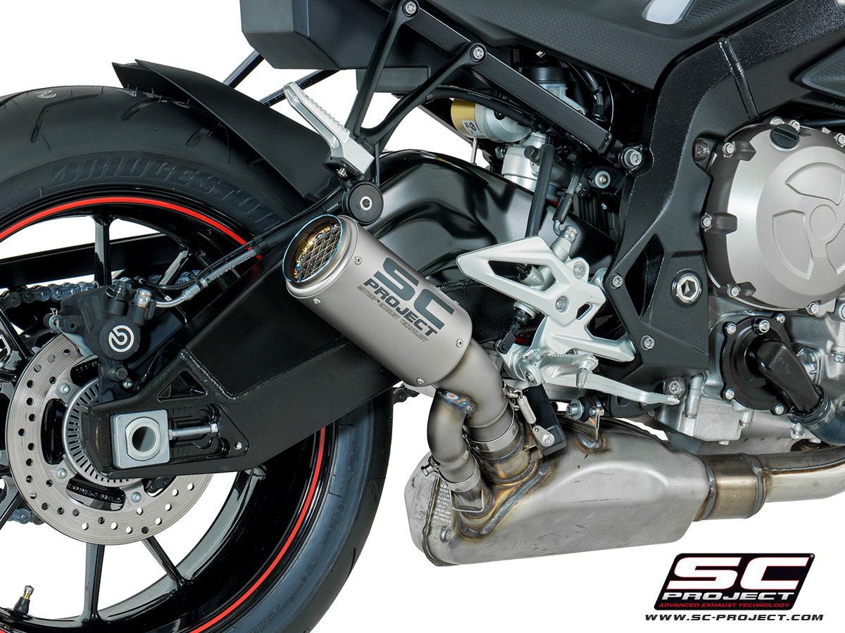 SC Project Performance Exhaust for S 1000R (2017-2020) Exhaust CR-T Muffler, Titanium, with Titanium mesh on exit pipe