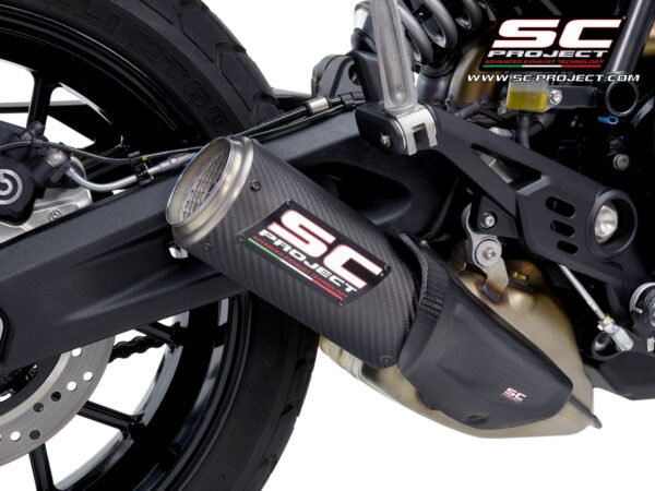SC Project Performance Exhaust for Ducati Scrambler 800 (2023 onwrds) CR-T Carbon Exhaust with Stoneguard Grid