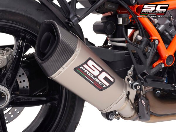 SC Project Performance Exhaust for KTM 1390 Super Duke R (2024 Onwards) SC1-R Muffler, Titanium, with Carbon fiber end cap