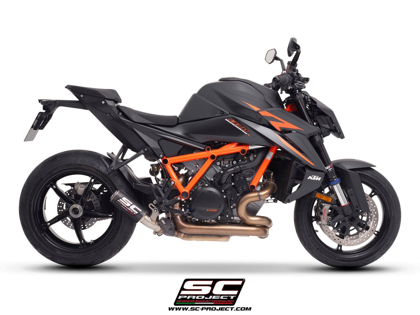 SC Project Performance Exhaust for KTM 1390 Super Duke R (2024 Onwards) CR-T Carbon Exhaust with Stoneguard Grid - Image 2