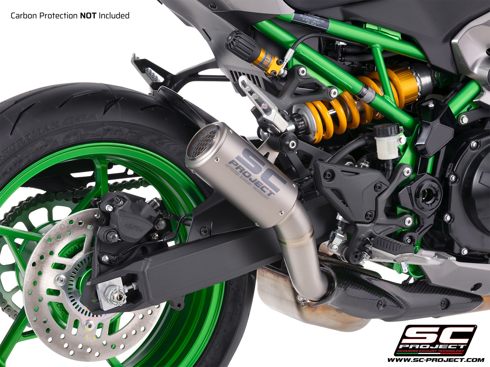 SC Project Performance Exhaust for Kawasaki Z900 (2025 Onwards) CR-T Muffler, Titanium, with Titanium mesh, (NO Carbon Protection)