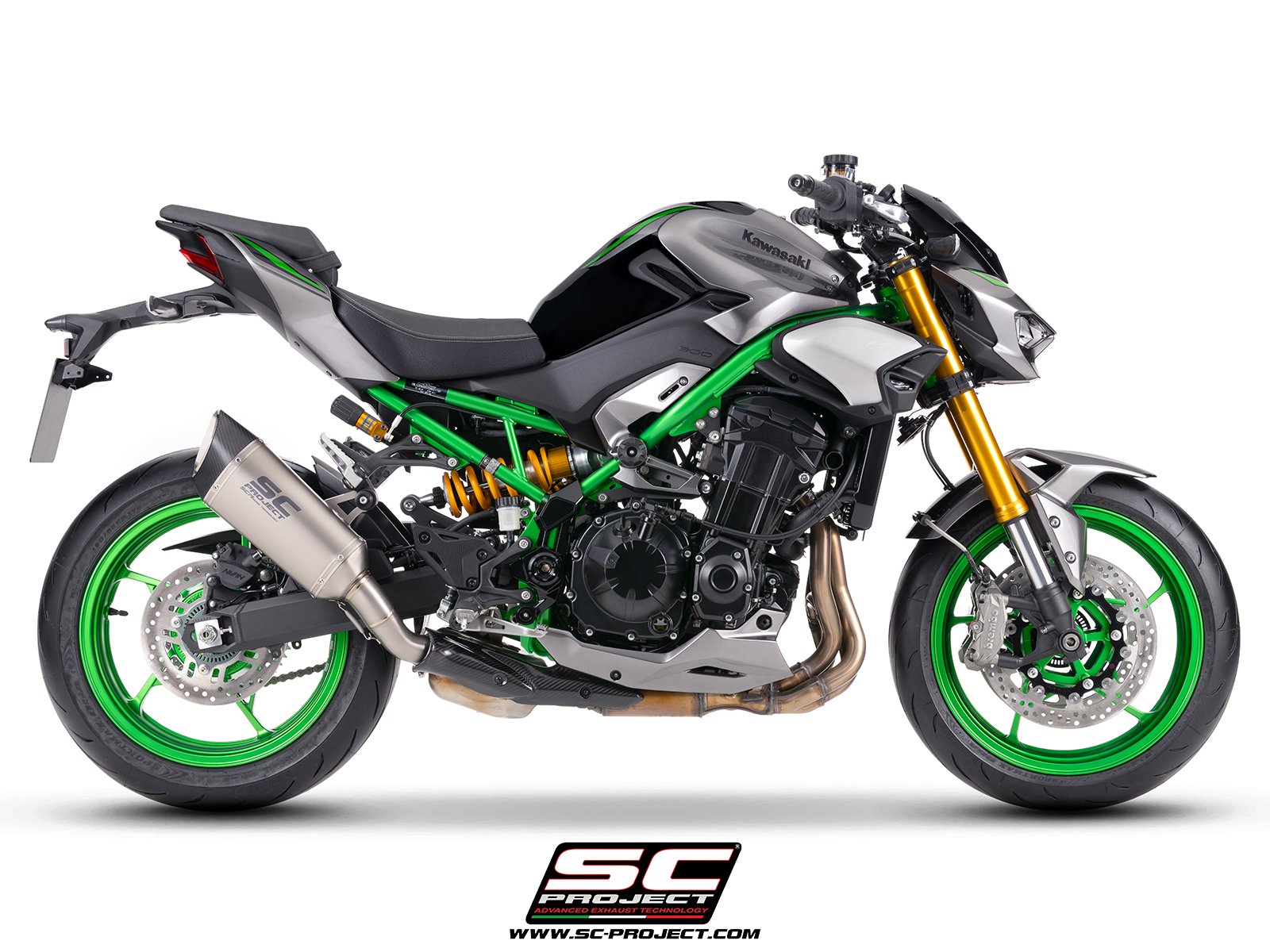SC Project Performance Exhaust for Kawasaki Z900 (2025 Onwards) SC1-R Muffler, Titanium, with Carbon fiber end cap (Carbon Protection INCLUDED) - Image 2