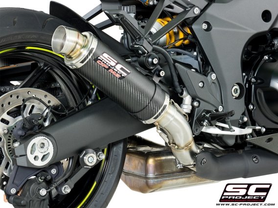 SC Project Performance Exhaust for Kawasaki Z1000 (2017-2020) Pair of GP-M2 Mufflers, carbon fiber, with CNC machined exit pipe