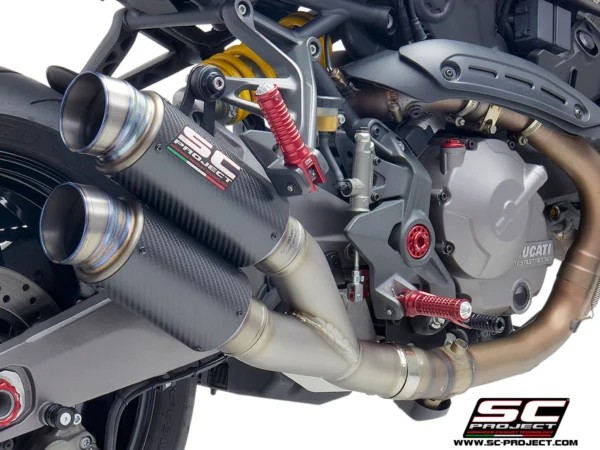 SC Project Performance Exhaust for Ducati Monster 821 (2018-2021) Twin GP70-R overlapping Muffler, Carbon fiber