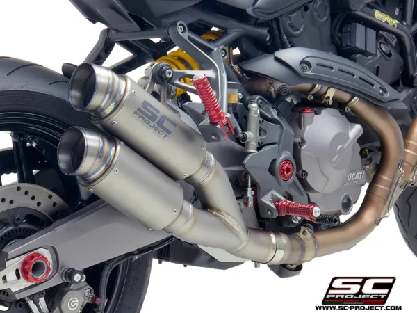 SC Project Performance Exhaust for Ducati Monster 821 (2018-2021) Twin GP70-R overlapping Muffler, Titanium