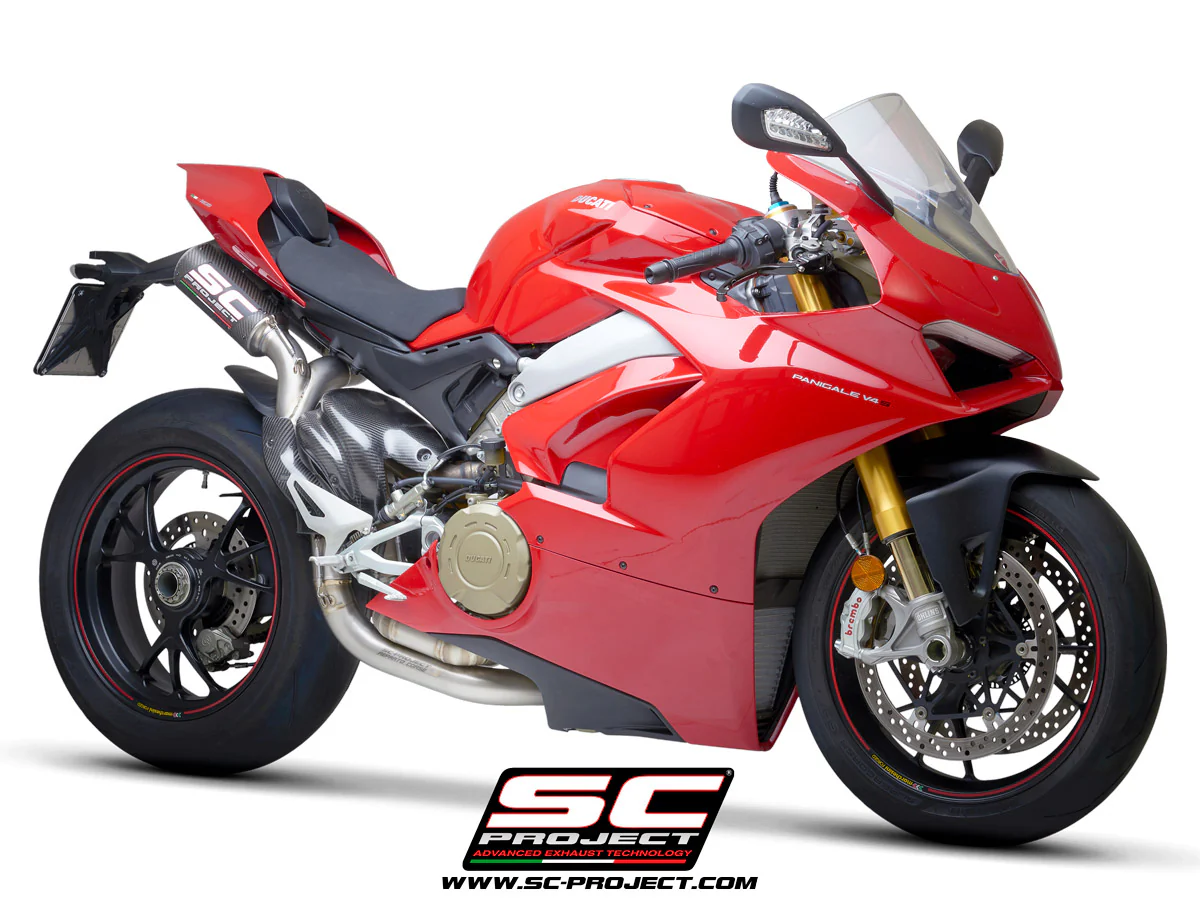 SC Project Performance Exhaust for Ducati Panigale V4-V4S (2019-2020) Semi-complete 2-1-2 titanium system, with double CR-T M2 mufflers carbon fiber - Image 4