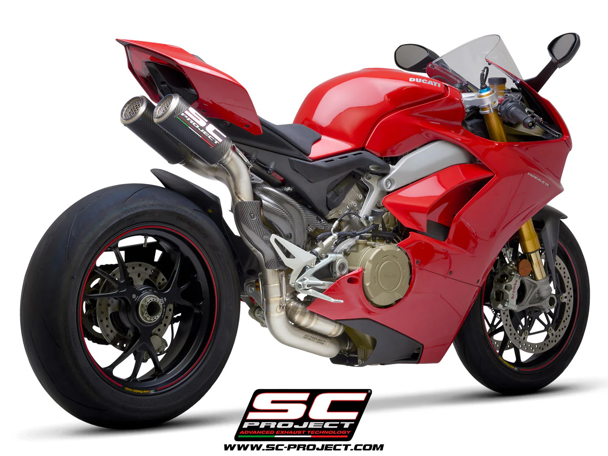 SC Project Performance Exhaust for Ducati Panigale V4-V4S (2019-2020) Semi-complete 2-1-2 titanium system, with double CR-T M2 mufflers carbon fiber - Image 3