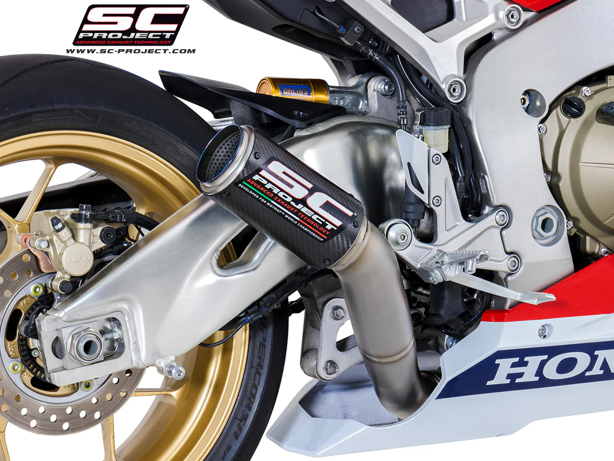 SC Project Performance Exhaust for Honda CBR 1000RR (2017-2019) CR-T Muffler, Carbon Fiber, high position, with mesh on exit pipe