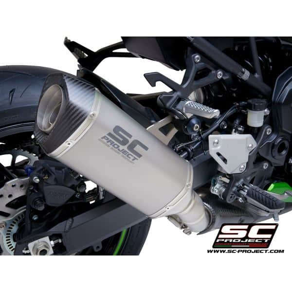 SC Project Performance Exhaust for Kawasaki Z900 BS4 (2020) SC1-M Muffler, Titanium, with Carbon fiber end cap (Carbon Protection INCLUDED)