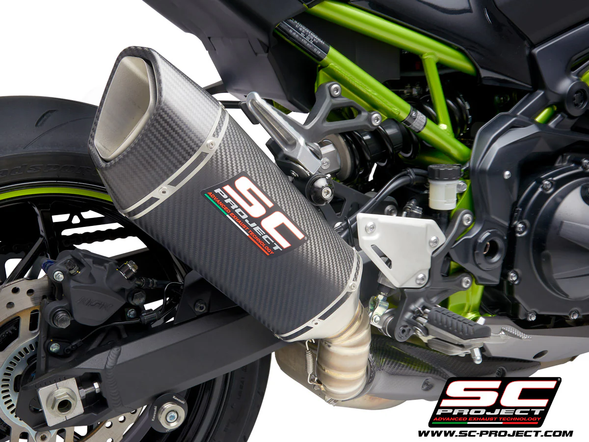 SC Project Performance Exhaust for Kawasaki Z900 BS6 (2020-2021) SC1-R Muffler, Carbon fiber, with Carbon fiber end cap (Carbon Protection INCLUDED)