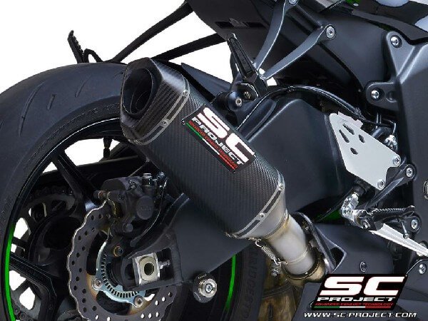 SC Project Performance Exhaust for Kawasaki ZX-6R (2019-2024) SC1-M Muffler, Carbon fiber, with Carbon fiber end cap