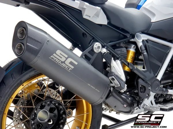 SC Project Performance Exhaust for R 1250 GSBS6 (2020-2024) Exhaust Adventure Muffler, Titanium, Matt Grey painted with Carbon fiber end cap