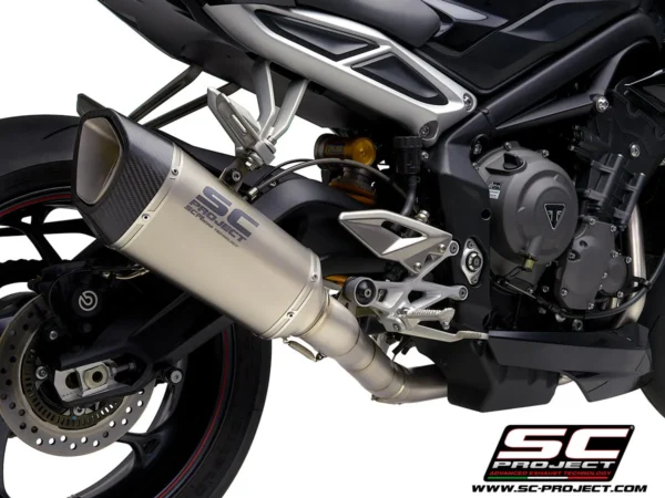 SC Project Full Exhaust System for Triumph Street Triple 765 (2020-2021) Full Exhaust System 3-1, Titanium, with Titanium SC1-R Muffler, high position