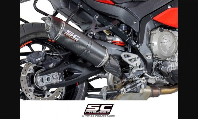 SC Project Performance Exhaust for S 1000XR (2017-2019) Exhaust Oval Muffler, high position, Carbon Fiber, with Carbon fiber end cap