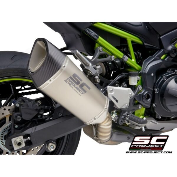 SC Project Performance Exhaust for Kawasaki Z900 BS4 (2020) SC1-R Muffler, Titanium, with Carbon fiber end cap (Carbon Protection INCLUDED)